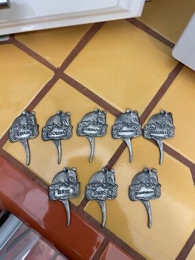Arthur Court Pewter-Look Mouse Cheese Markers - Silver Finish